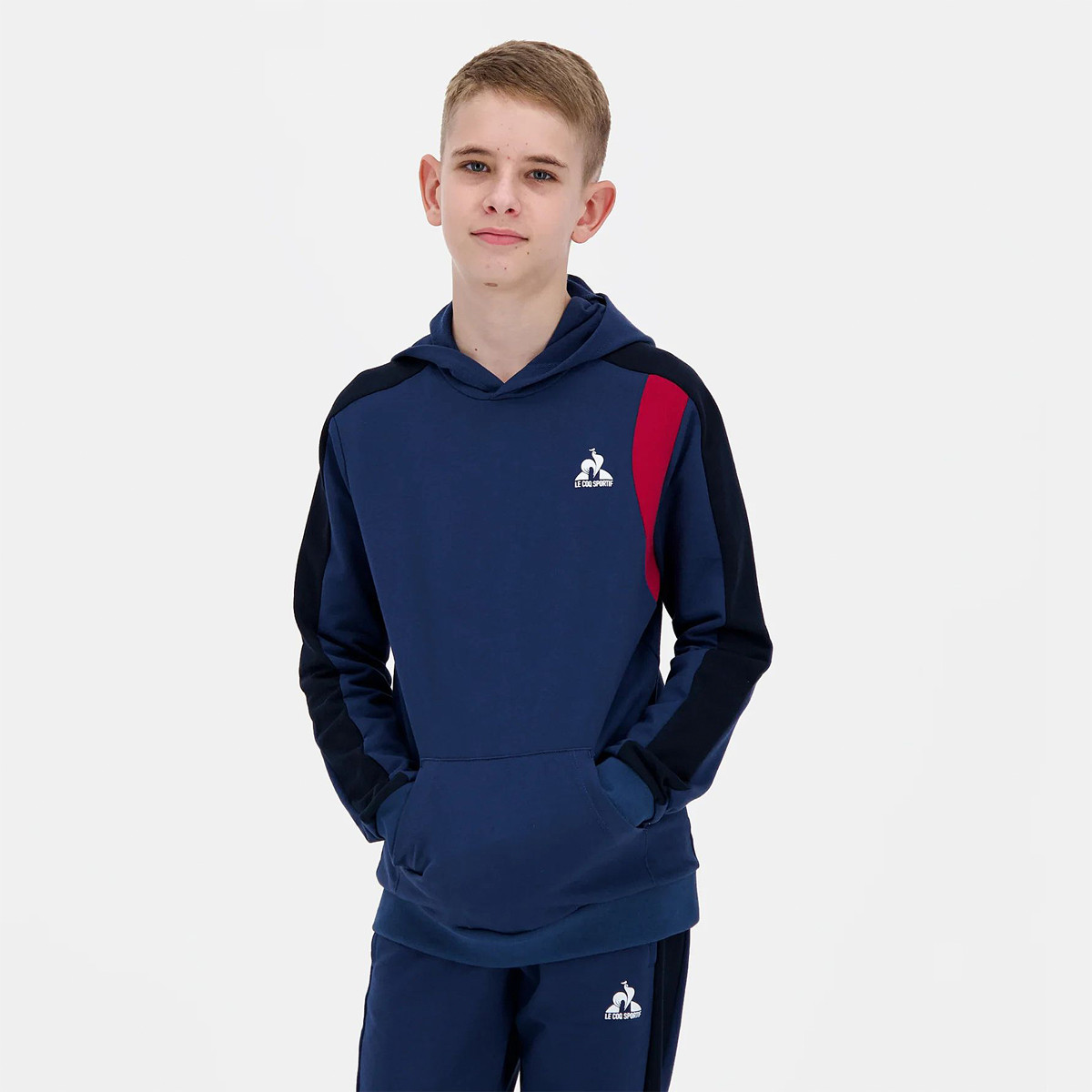 Pull Sweat Col V Rayé Le Coq Sportif Vintage - Taille XS Enfant - Occasion Très Bon état - Coton