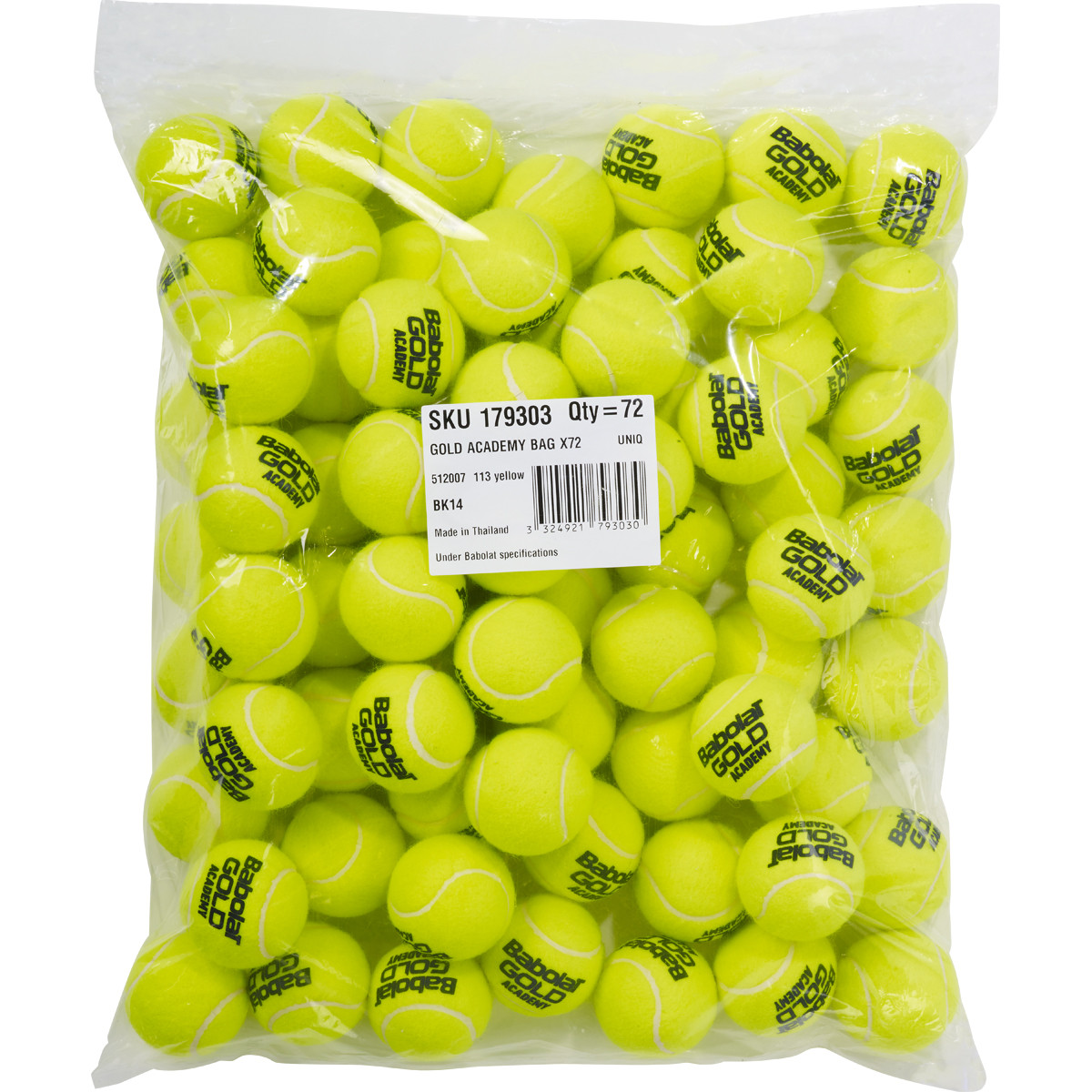RECHARGE 72 BALLES BABOLAT GOLD ACADEMY