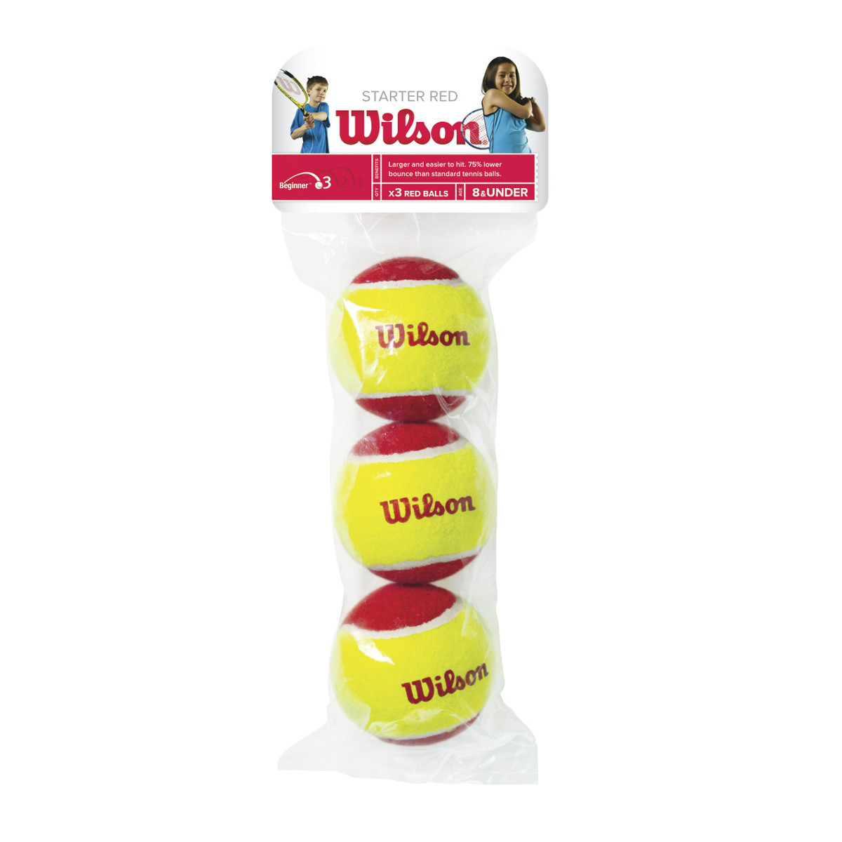 SACHET DE 3 BALLES WILSON STARTER RED