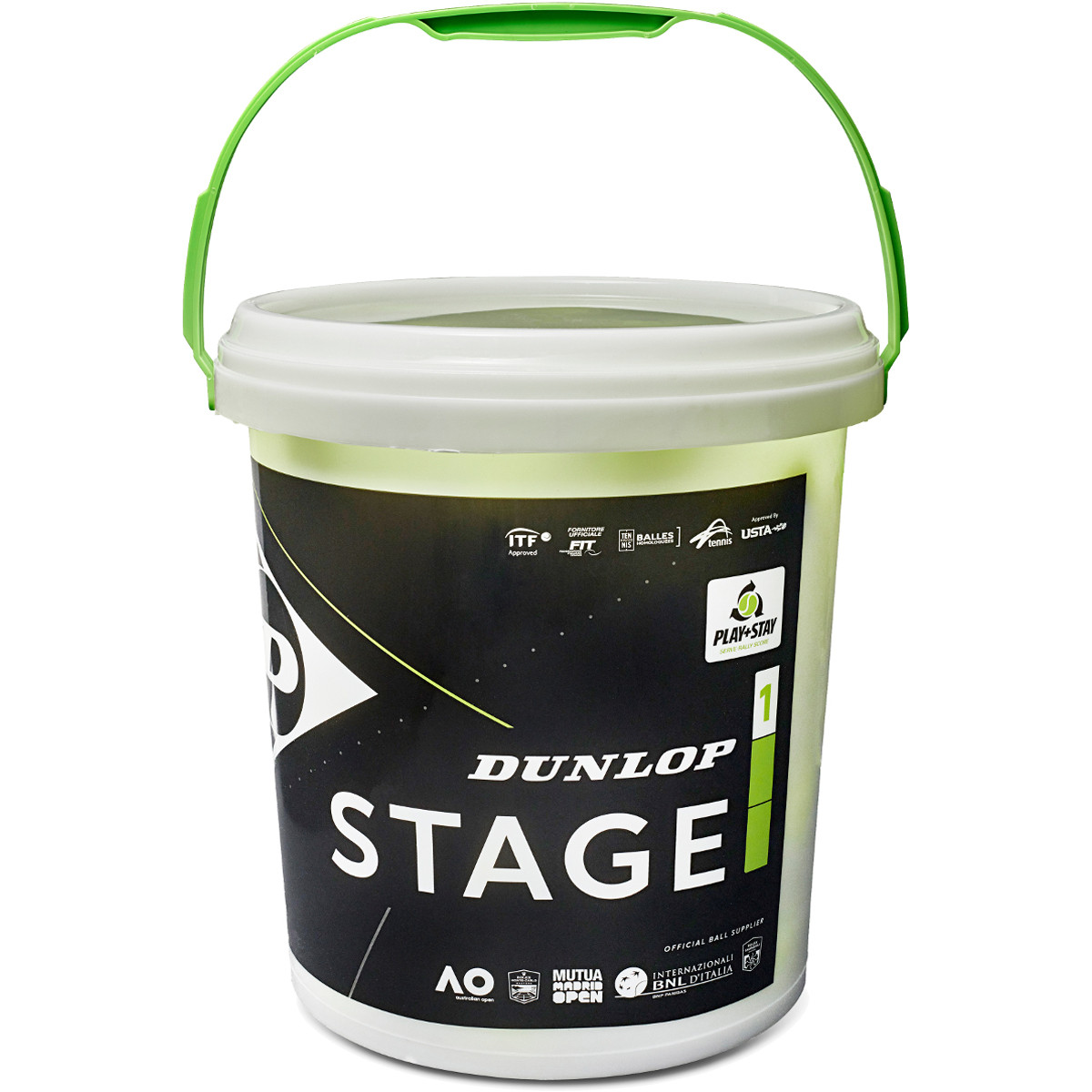BARIL 60 BALLES DUNLOP STAGE 1 VERTES