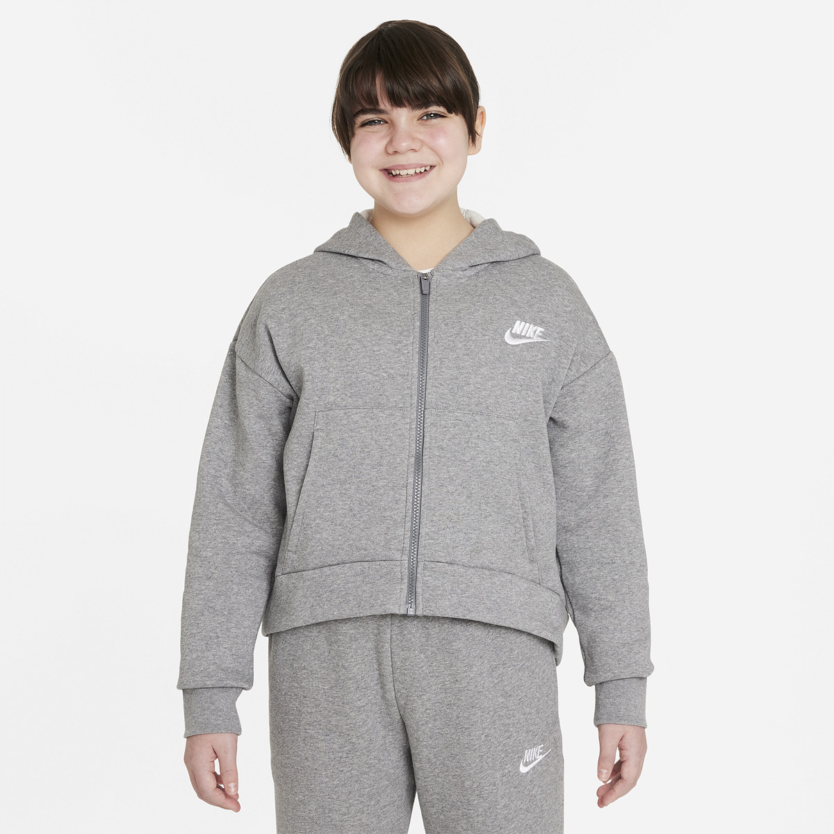 SWEAT NIKE JUNIOR FILLE SPORTSWEAR CLUB FLEECE FULL ZIP A CAPUCHE